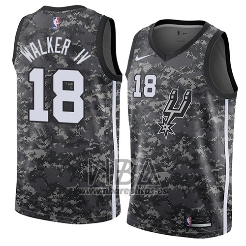 Camiseta San Antonio Spurs Lonnie Walker IV NO 18 Ciudad 2017-18 Negro